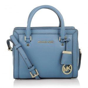 Michael Kors satchel purse light blue NWT & charm
